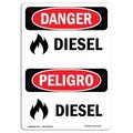 Signmission OSHA Danger Sign, 24" Height, Rigid Plastic, Diesel, Bilingual Spanish, 1824-VS-1118 OS-DS-P-1824-VS-1118